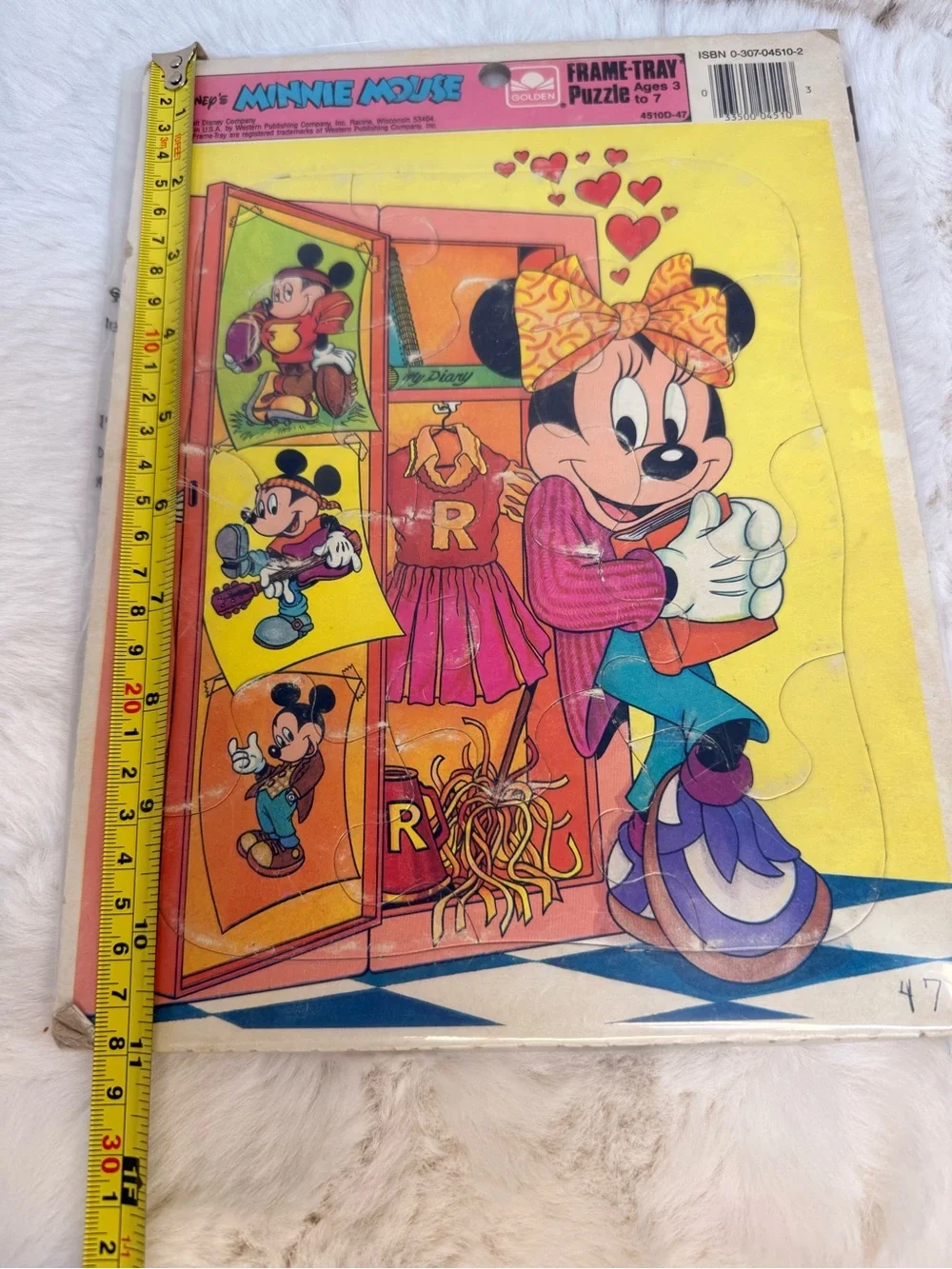 Walt Disney Co., 1970's Frame Tray Puzzle, Micky And Minnie Mouse HS Sweethearts